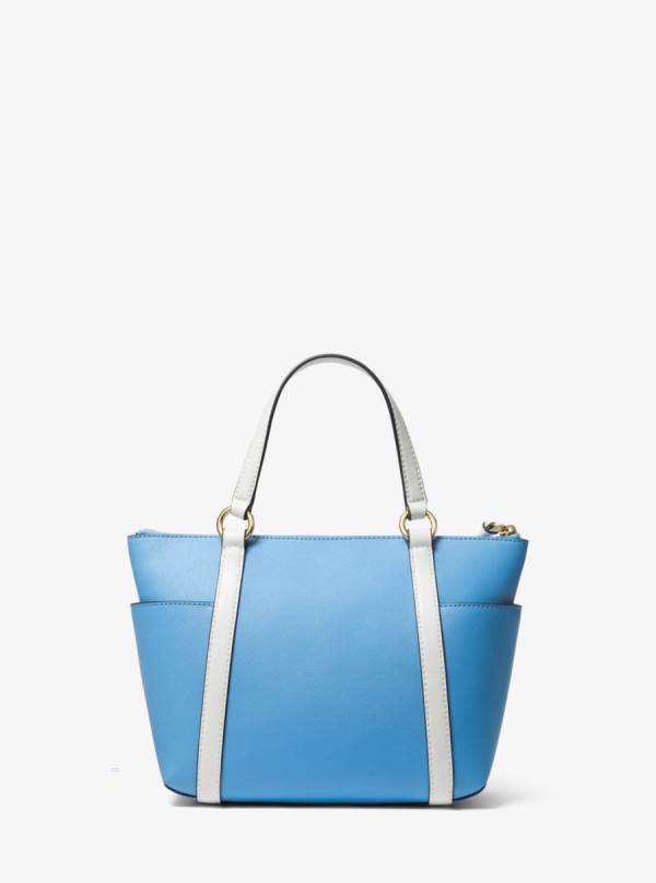 Damske Prenosná Taška Michael Kors Sullivan Small Two-Tone Saffiano Leather Top-Zip Námornícka Modrá Biele - Kabelky Michael Kors Slevy | SXIOF-2519